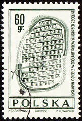 Image showing Doevnee Biskupin settlement on post stamp