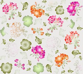 Image showing Seamless background. Illustration geranium.