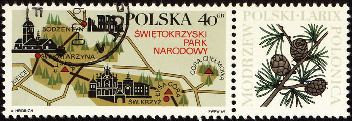 Image showing Swietokrzyski national park on Polish post stamp