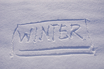 Image showing Inscription record snow winter Concept expression 