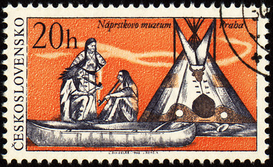 Image showing Picture from injun life on post stamp