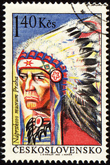 Image showing Portrait of injun chieftain on post stamp