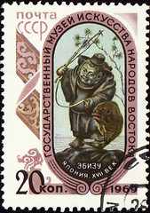 Image showing Image of Japanese god Ebisu on post stamp