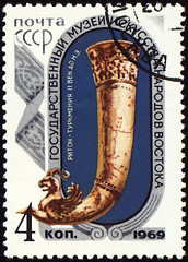 Image showing Ancient rhyton on post stamp