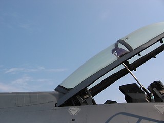 Image showing Aircraft - Front open cockpit of fighter plane