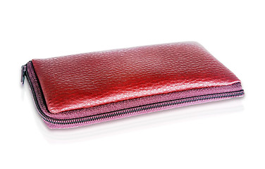 Image showing Purse of red skin on a white background