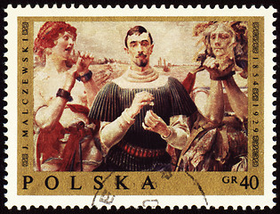 Image showing Canvas of Polish artist Jacek Malczewski (1854-1929) on post stamp
