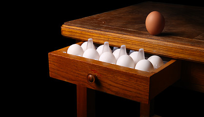 Image showing eggs on old table