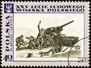 Image showing Tank attack on post stamp