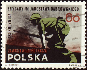 Image showing Soldiers in the attack on post stamp