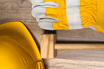 Image showing Working tools on a board, a close up