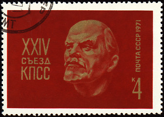 Image showing Lenin portrait on postage stamp