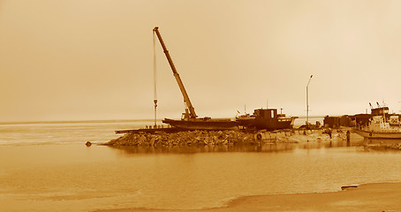 Image showing Small port in sepia tone