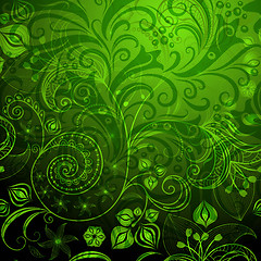 Image showing Green floral pattern