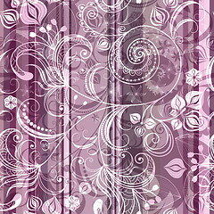 Image showing Striped pink floral pattern
