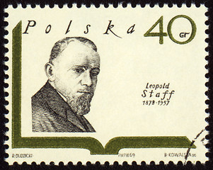 Image showing Polish poet Leopold Staff on postage stamp