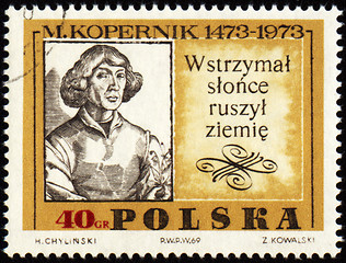 Image showing Nicolaus Copernicus, great polish astronomer on post stamp