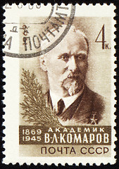 Image showing Russian academician Vladimir Komarov on post stamp