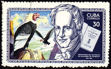 Image showing Alexander von Humboldt and eagle on post stamp