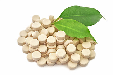 Image showing Tablets medicine bio natural on white background