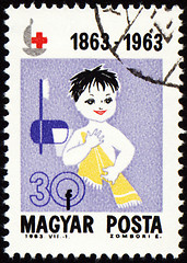 Image showing Child with towel on post stamp