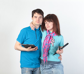 Image showing A young couple with a Tablet PC