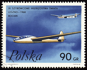 Image showing Glider world championship in Leszno-1968 on post stamp