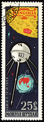 Image showing Soviet spaceship Luna-2 on Mongolian post stamp