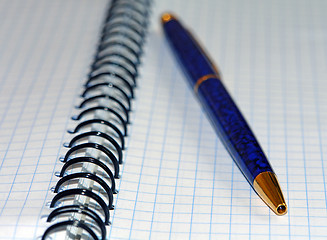 Image showing Ballpen and notebook