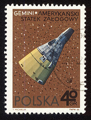 Image showing Postage stamp from Poland with american spaceship Gemini