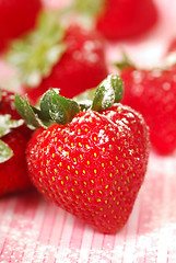 Image showing Fresh strawberry with powdered sugar