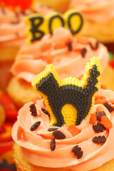 Image showing Halloween cupcakes on a serving tray