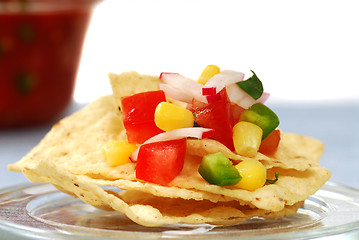 Image showing Tortilla chips with salsa