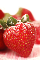 Image showing Fresh strawberry with powdered sugar