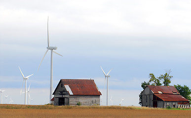 Image showing Windfarm on farm land