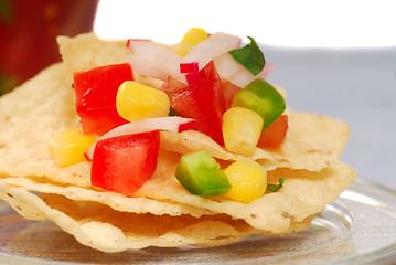 Image showing Tortilla chips with salsa