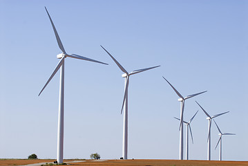 Image showing Windfarm on farm land