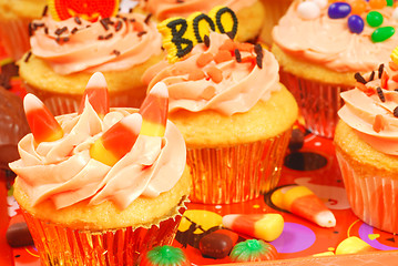 Image showing Halloween cupcakes on a serving tray