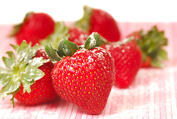 Image showing Fresh strawberry with powdered sugar