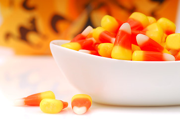 Image showing Halloween candy corn in a bowl