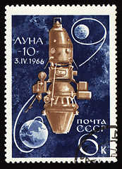 Image showing Postage stamp with soviet spaceship Luna-10