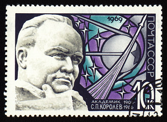 Image showing Postage stamp from USSR with russian academician Sergey Korolev