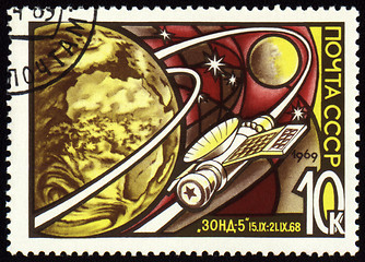 Image showing Post stamp with russian automatic spaceship 