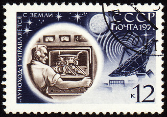 Image showing Control center of Lunokhod-1 on post stamp