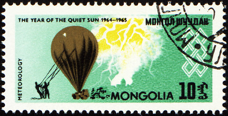 Image showing Meteorological balloon on post stamp