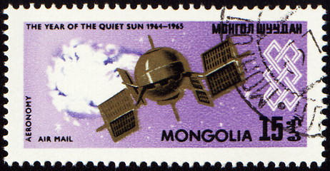 Image showing Weather satellite on post stamp