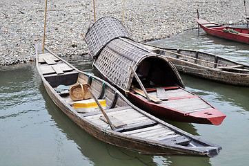 Image showing Boats at river bank