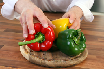 Image showing Chef and peppers