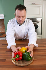 Image showing Chef and peppers