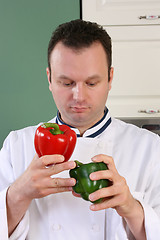 Image showing Chef and peppers